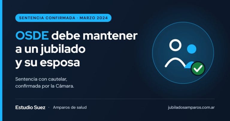OSDE: sentencia para un jubilado y su esposa, confirmada por la Cámara
