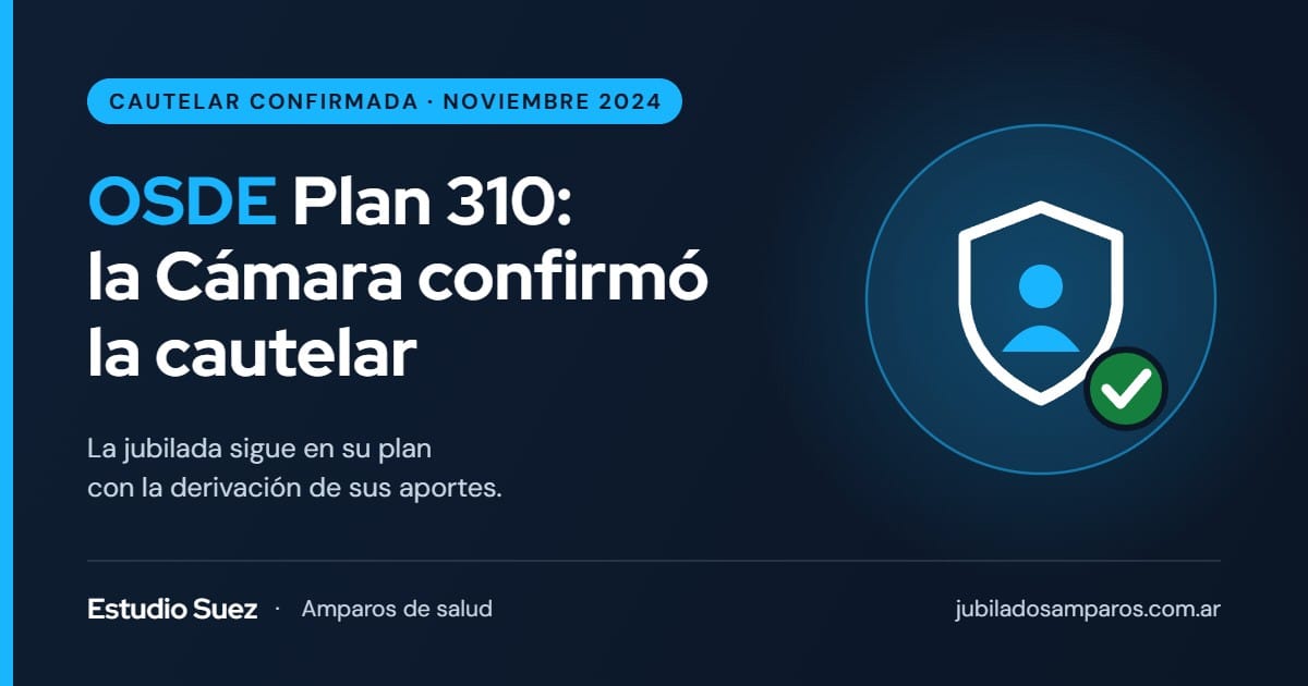 OSDE Plan 310: la Cámara confirmó la cautelar para que una jubilada siga en su plan