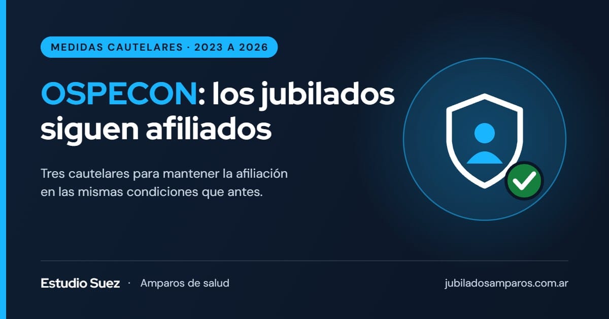 OSPECON: tres cautelares para que jubilados sigan afiliados en las mismas condiciones