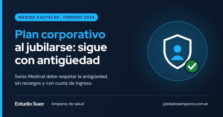 Plan corporativo de Swiss Medical vía OSDEPYM: cautelar para un jubilado y su esposa