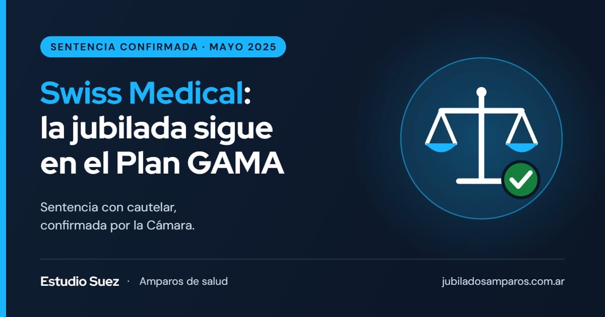 Swiss Medical Plan GAMA: la Cámara confirmó la sentencia que mantiene a una jubilada